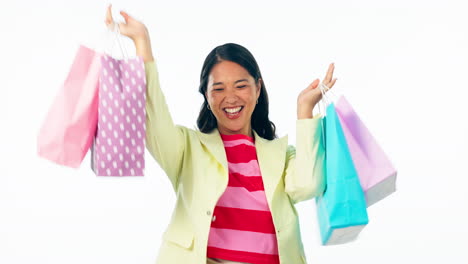 bolsa de compras, dinero lluvia y mujer