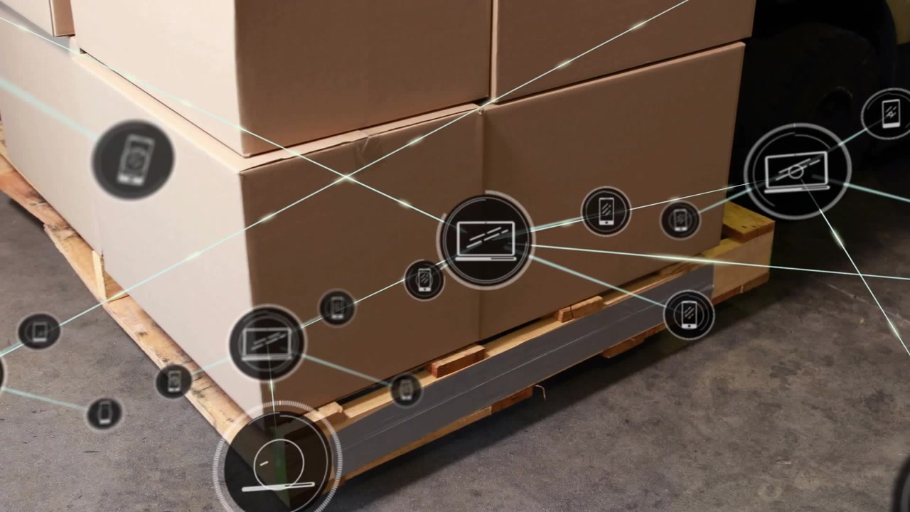 Animazione di rete di connessioni su magazzino