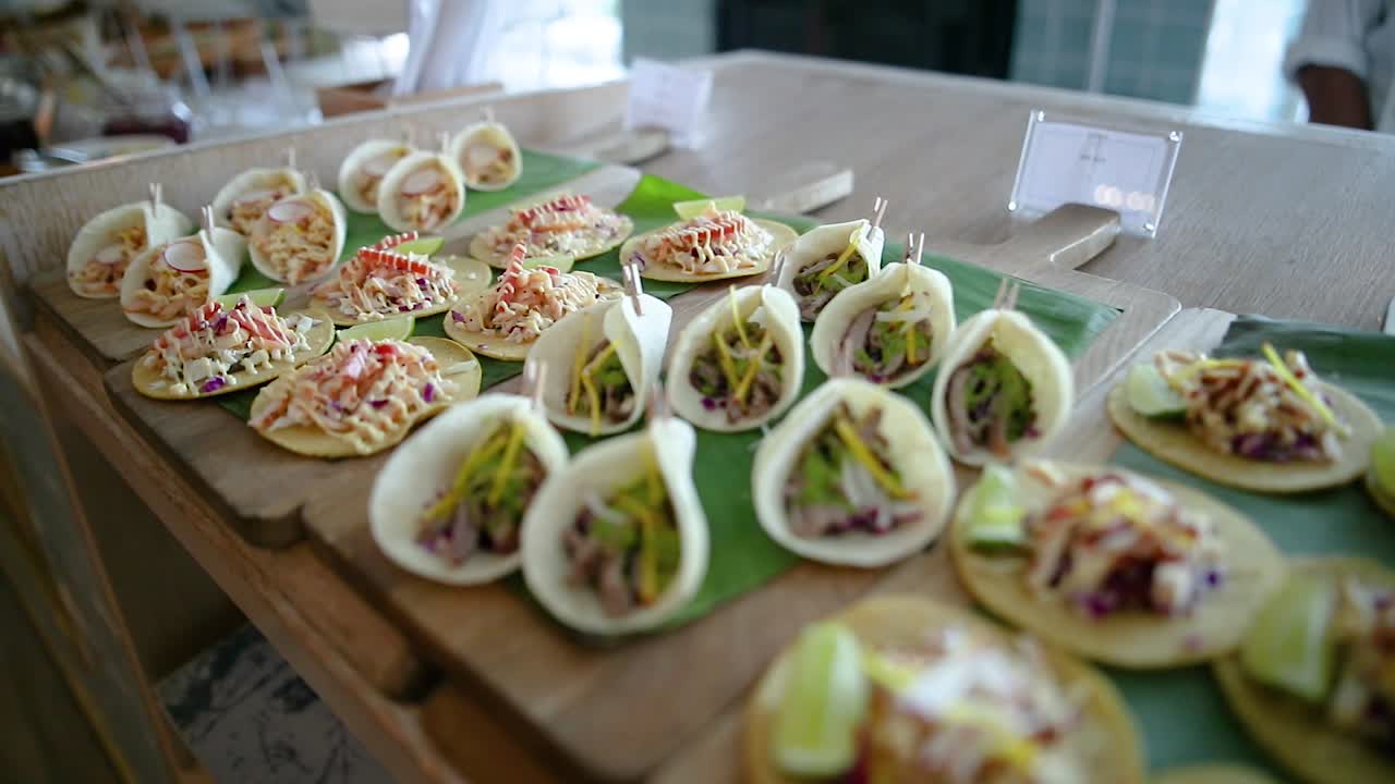 Tacos variety presentation with lime