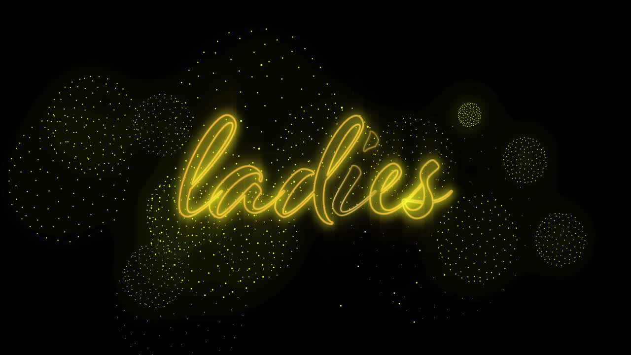 검은색 배경의 모양 위의 여성 텍스트의 애니메이션