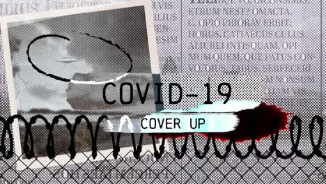 animation of covid 19 cover up text over cityscape