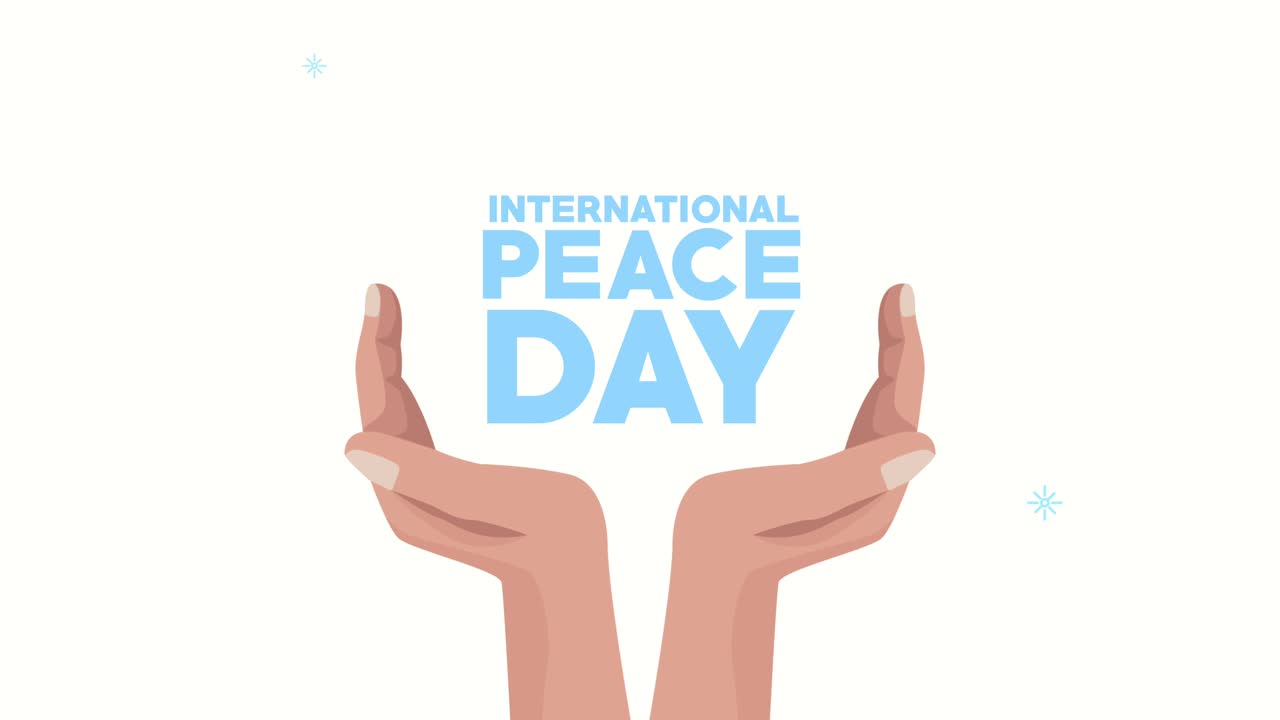 국제 평화의 날 손으로 보호하는 글자