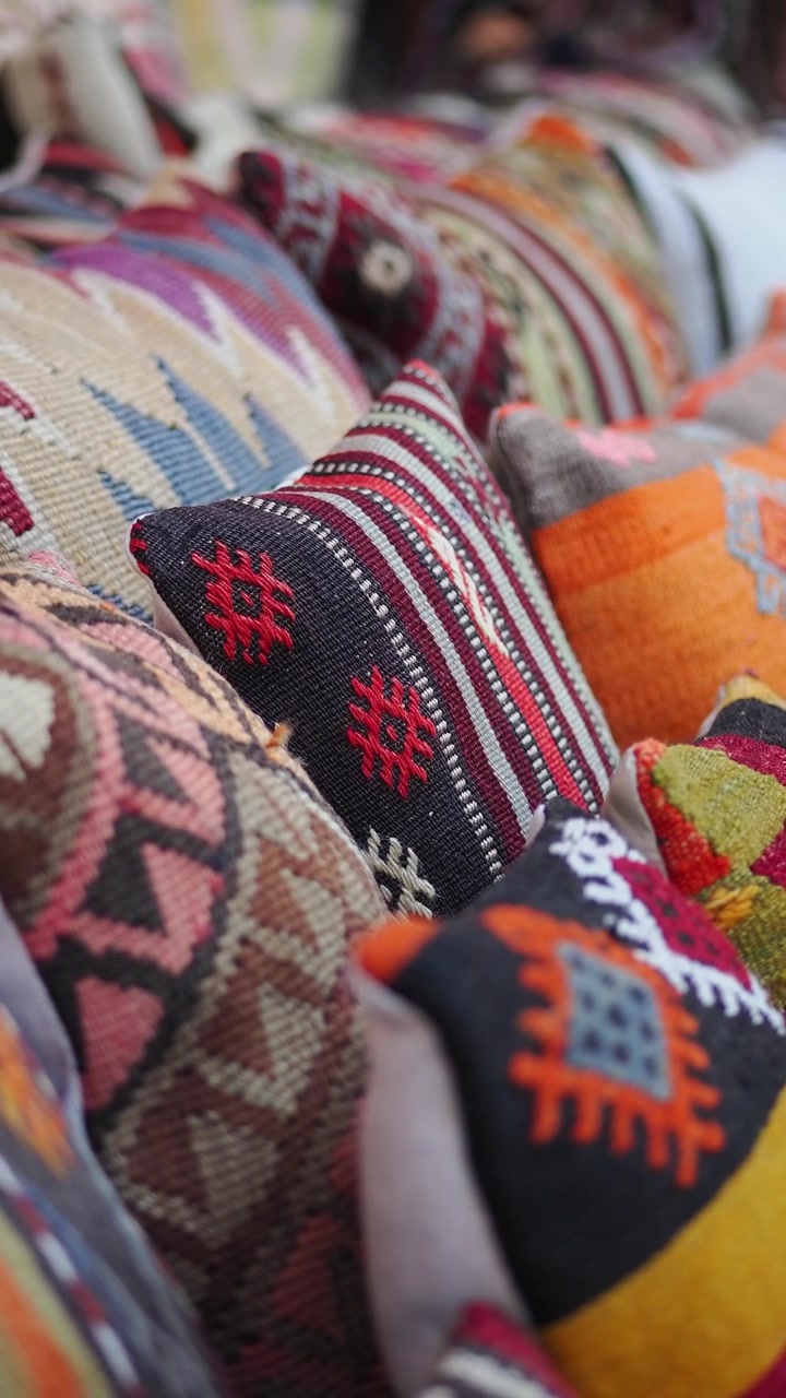 Collection of Colorful Traditional Woven Pillows