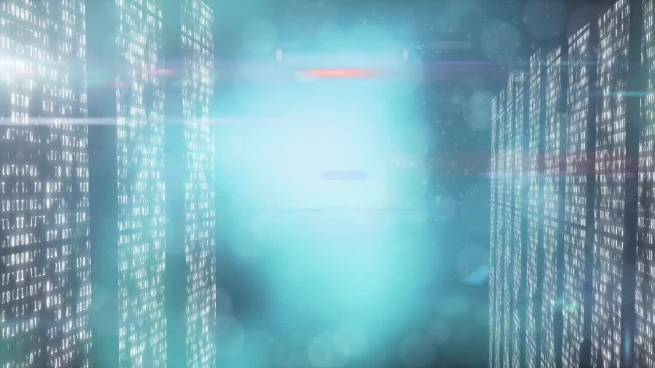 Animation of light spots over moving columns on black background