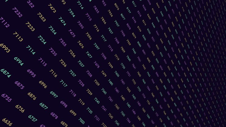 Matrix-Muster mit Neonzahlen auf schwarzem Hintergrund