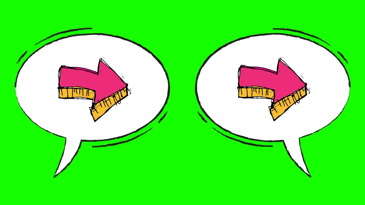 음성 버블 녹색 화면에서 화살표