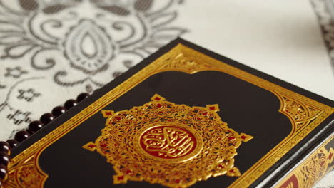 quran book close-up, praying, islamic religion. religious holiday ramadan, holy month. worship, making traditional prayer to god