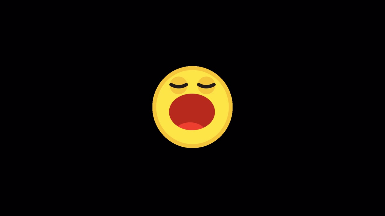 Animated Yellow Emoji Face Yawning and Looking Surprised