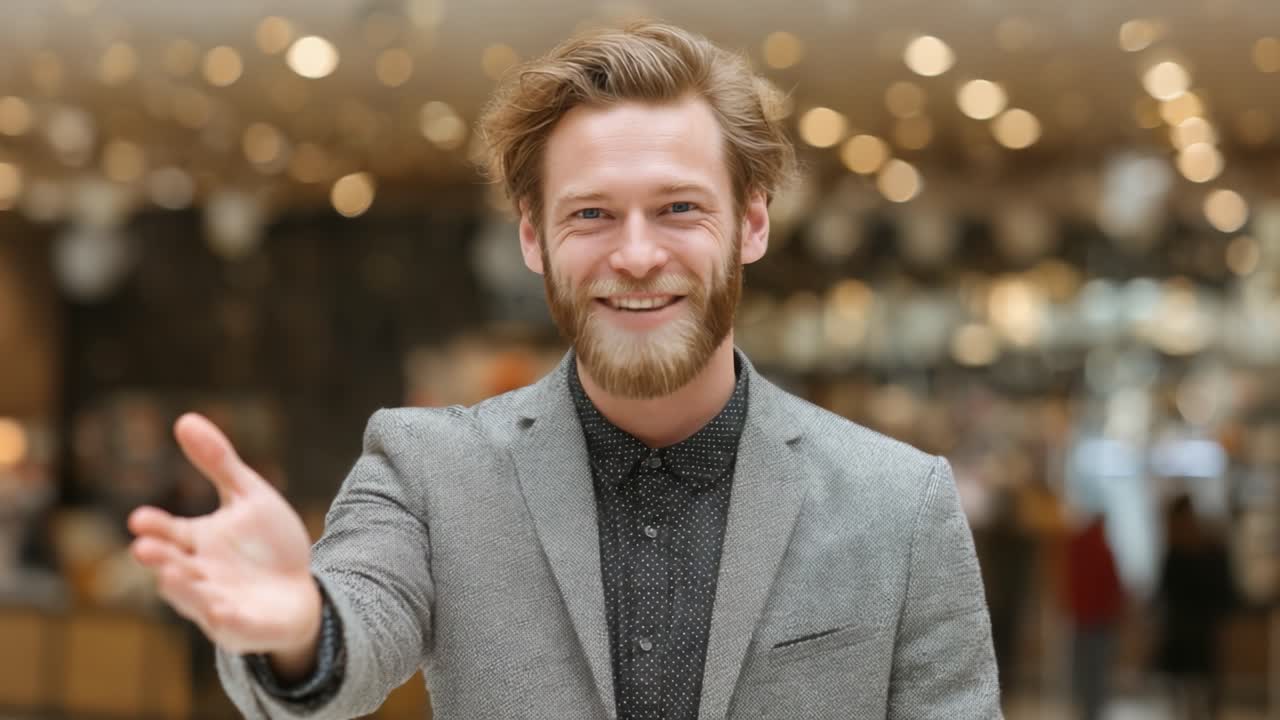A Joyful Encounter: Captivating Smiles and Warm Gestures Highlighting a Friendly Welcome in a Vibrant Social Setting