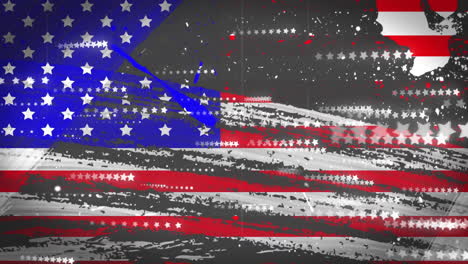 animación de la bandera de los ee.uu. sobre estrellas en fondo negro