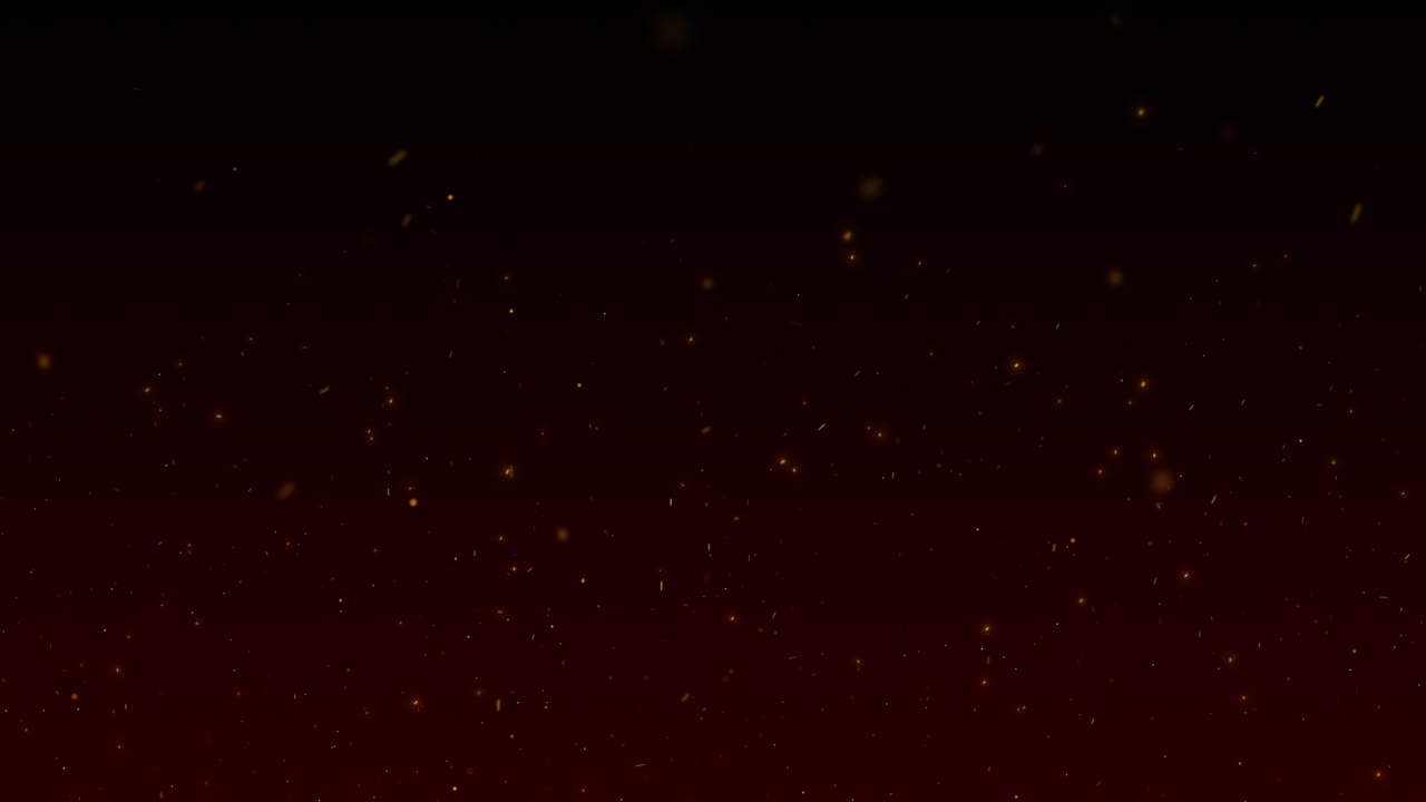 Shimmering golden particles rising over glowing red background create elegant visual motion footage