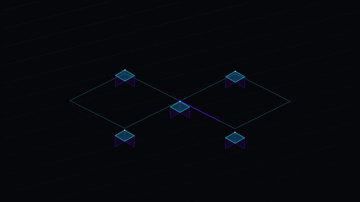 Abstract Digital Network Nodes Connecting with Glowing Data Lines
