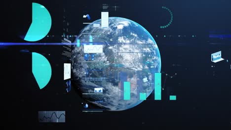 animación del procesamiento de datos y las estadísticas en todo el mundo