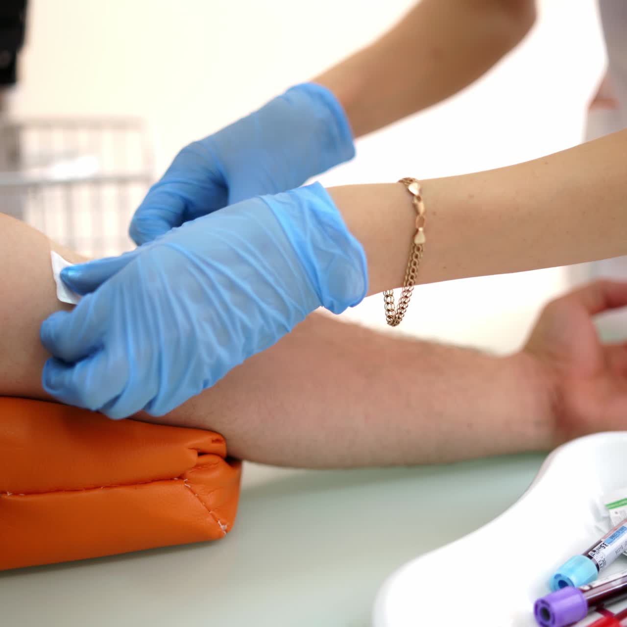 Injection during the blood collection
