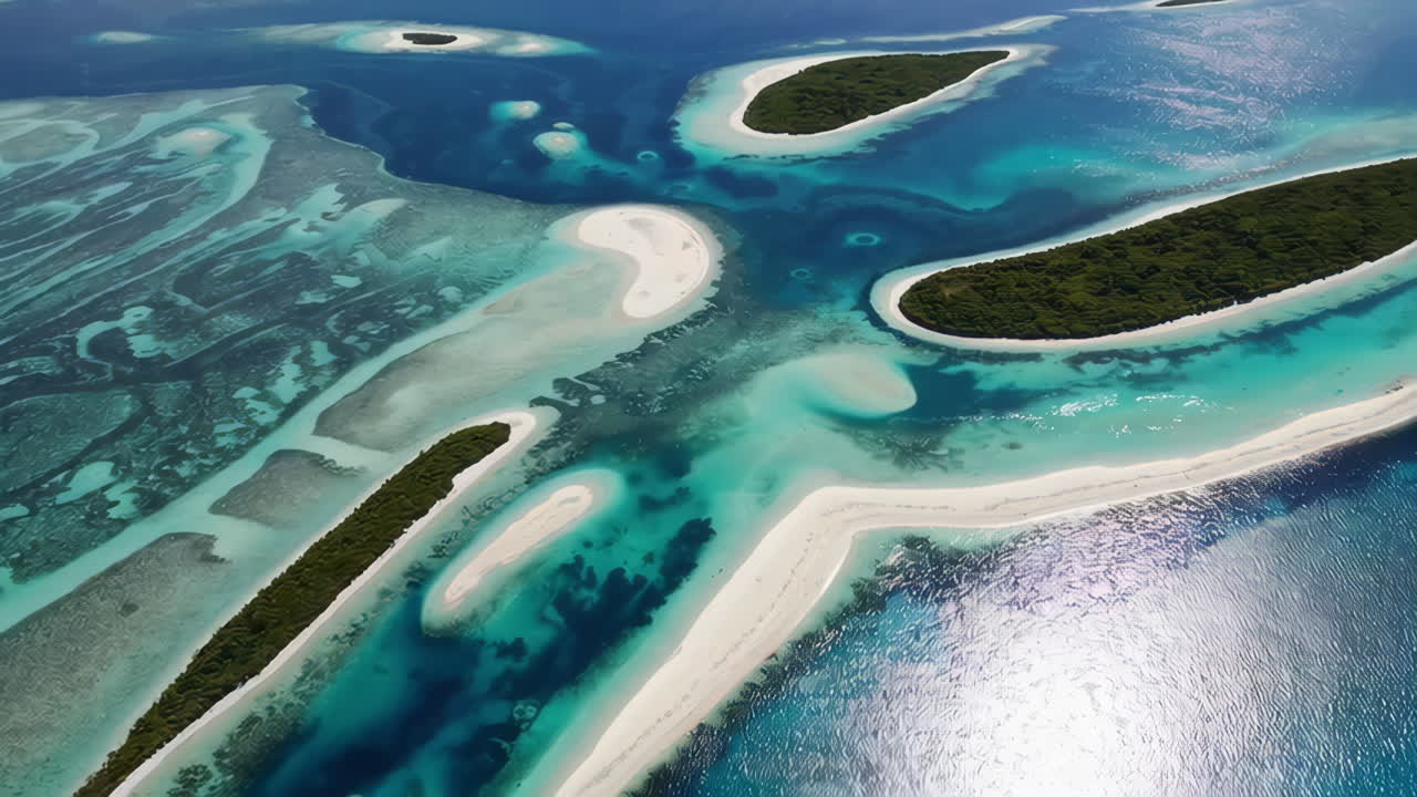 열대 섬 들 과 푸른 물 들 의 공중 사진