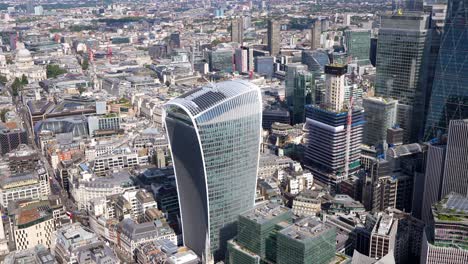 aerial view of the walkie talkie building in central london, uk