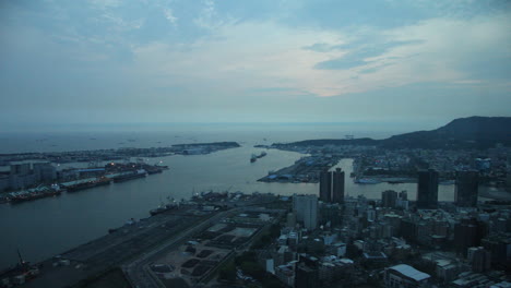 timelapse of a harbour in taiwan, from day to night