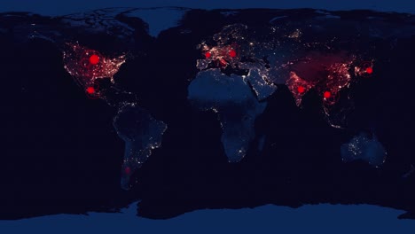 global city lights with markers