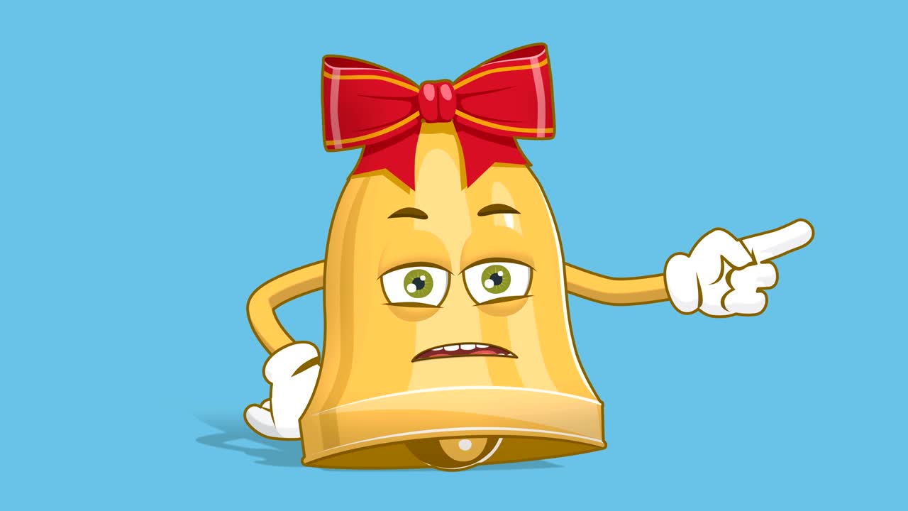 만화 크리스마스 벨 오른쪽 포인터 얼굴 애니메이션 알파 매트