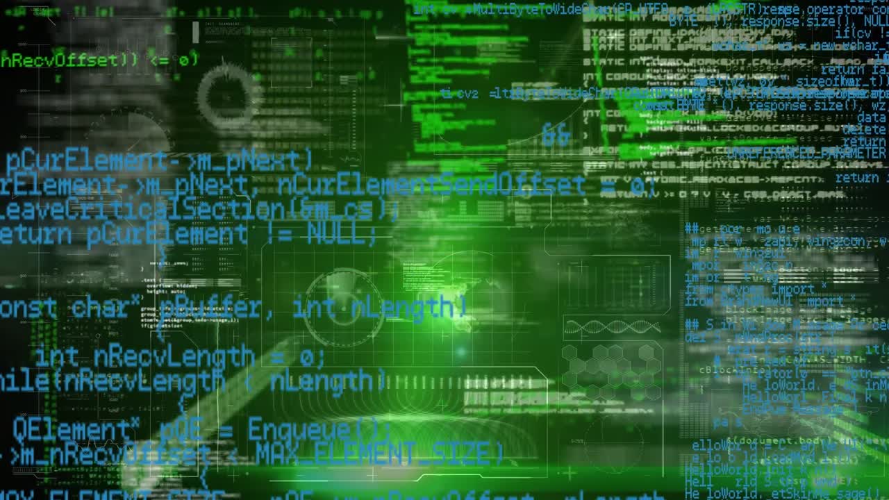 animación del procesamiento de datos sobre un fondo negro