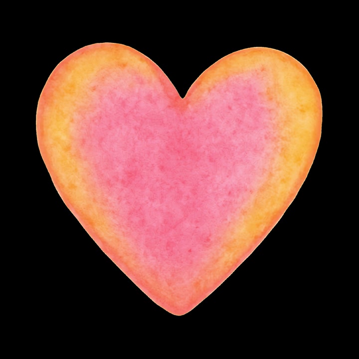 Forma di cuore ad acquerello pulsante su sfondo nero