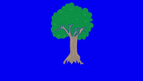 tree hand drawn blue screen. floating loop animation