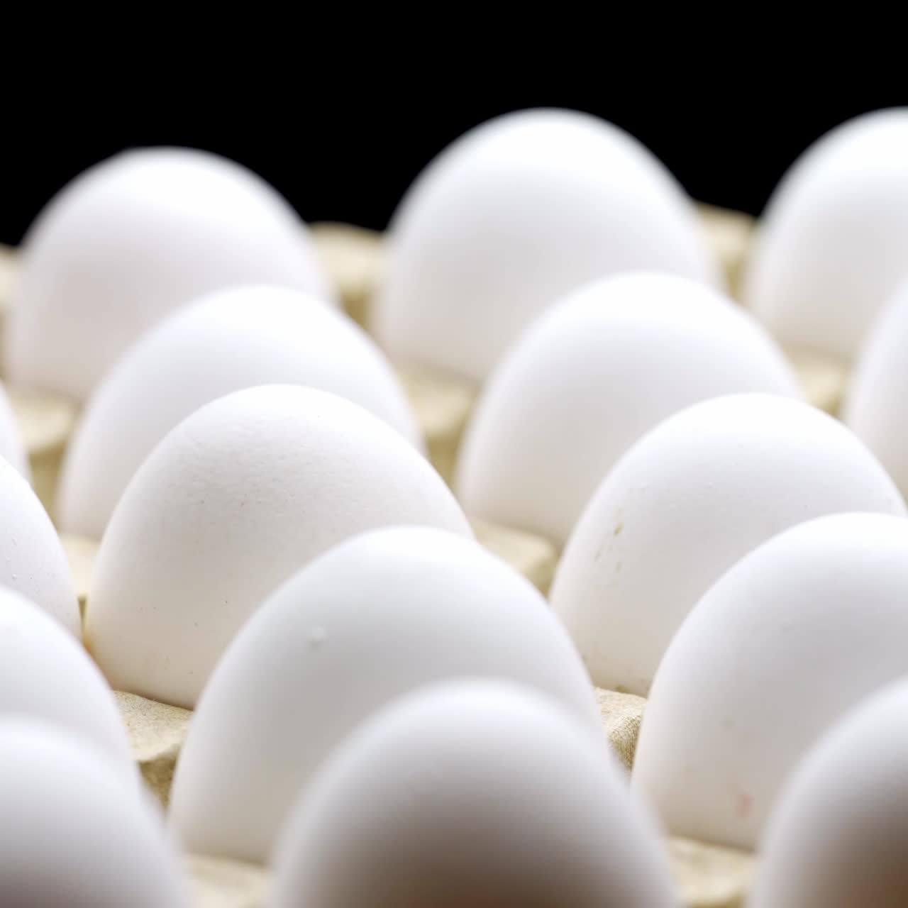 White chicken eggs in a cardboard box. Eggs in a paper tray.