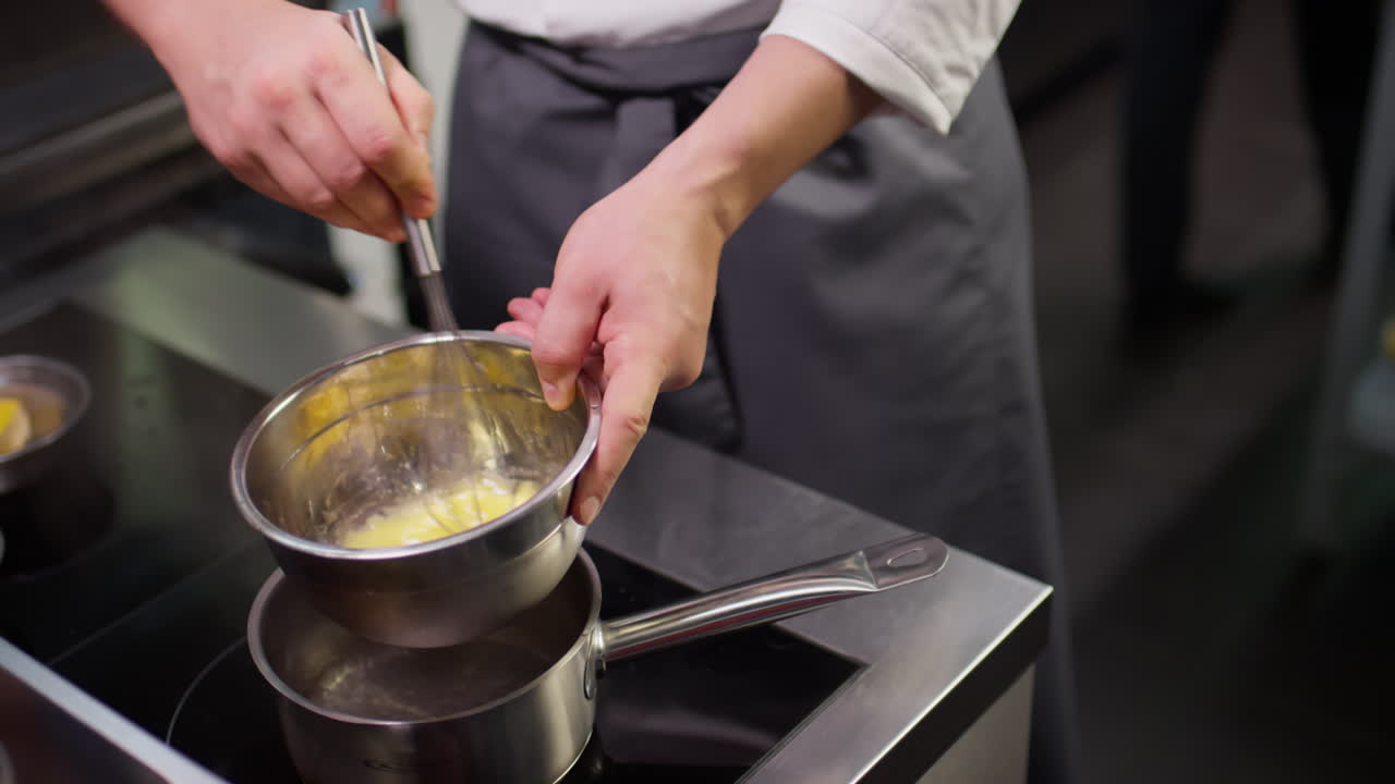 Chef Melting Butter on Water Bath