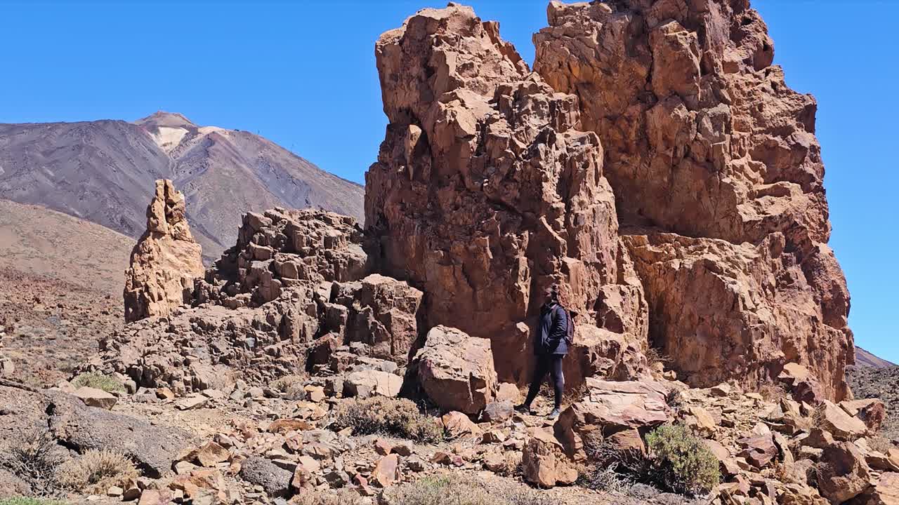 Majestic rock formations in Roques de Garcia, Tenerife, with clear blue skies