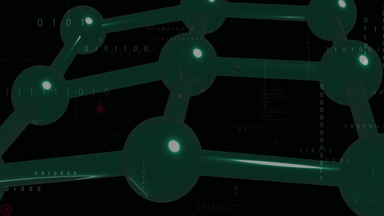 Molecular structure and binary coding, scientific data processing animation