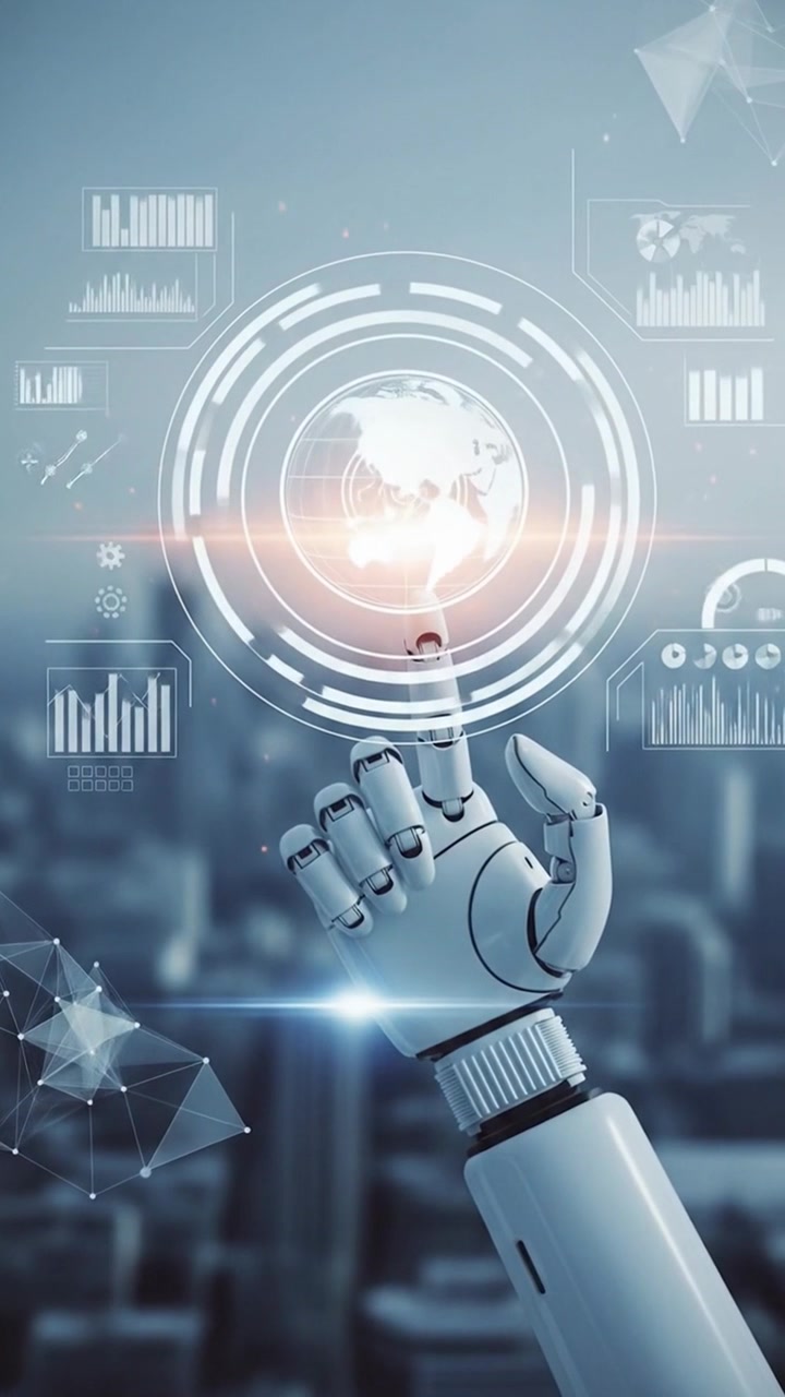 Robot hand touching global network interface