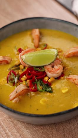 creamy corn and shrimp soup with lime