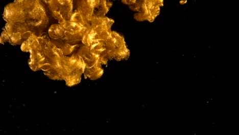 ink in water. colour golden glitter paint reacting in water creating abstract cloud formations.can be used as transitions,added to modern grunge projects,art backgrounds, anything with creative twist