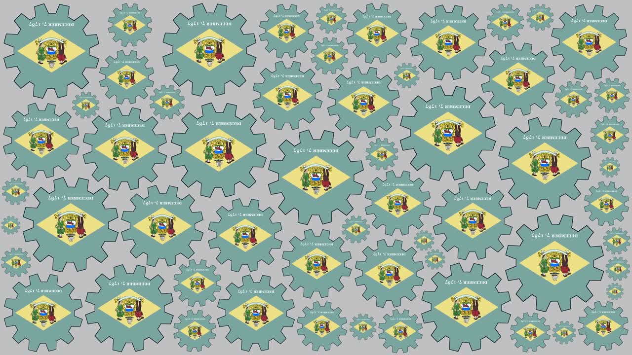 delaware bandera del estado de estados unidos engranajes girando fondo