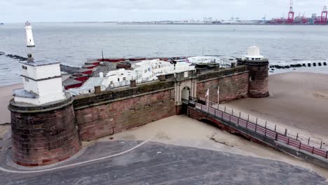 Fort-Perch-Rock-New-Brighton-Arenisca-Defensa-Costera-Batería-Museo-Vista-Aérea