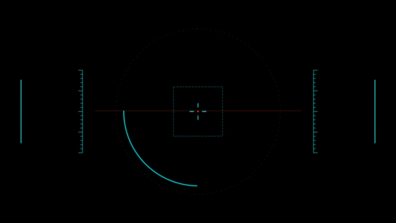 Futuristic Digital HUD Interface with Rotating Circular Scanning Element