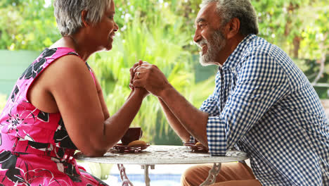 Senior-couple-holding-hands-and-interacting-with-each-other