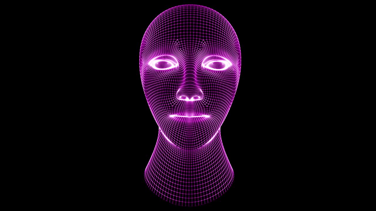 la malla de una cabeza. las imágenes en bucle tienen resolución de 4k.