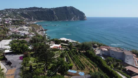 A-breathtaking-view-of-Ischia-Island,-Naples,Italy,-filmed-by-drone