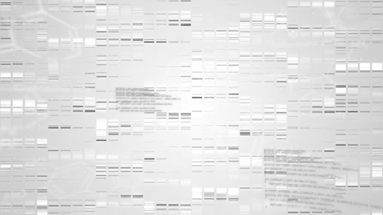 animación de formas y procesamiento de datos sobre fondo negro