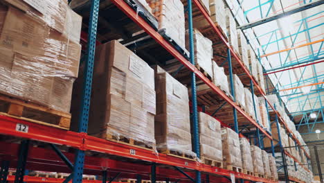 warehouse shelves with boxes