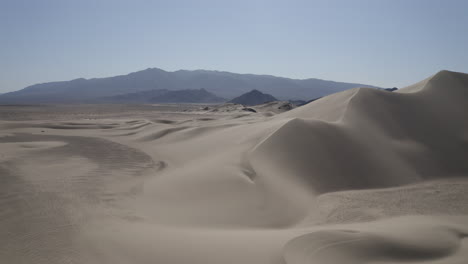 aerial drone above sand dunes of dumont dunes nevada, wide