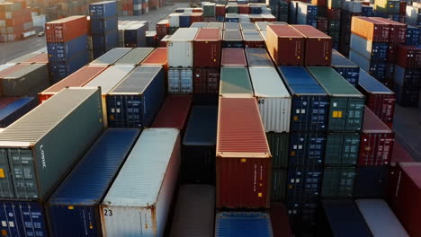 aerial view of stacked shipping containers