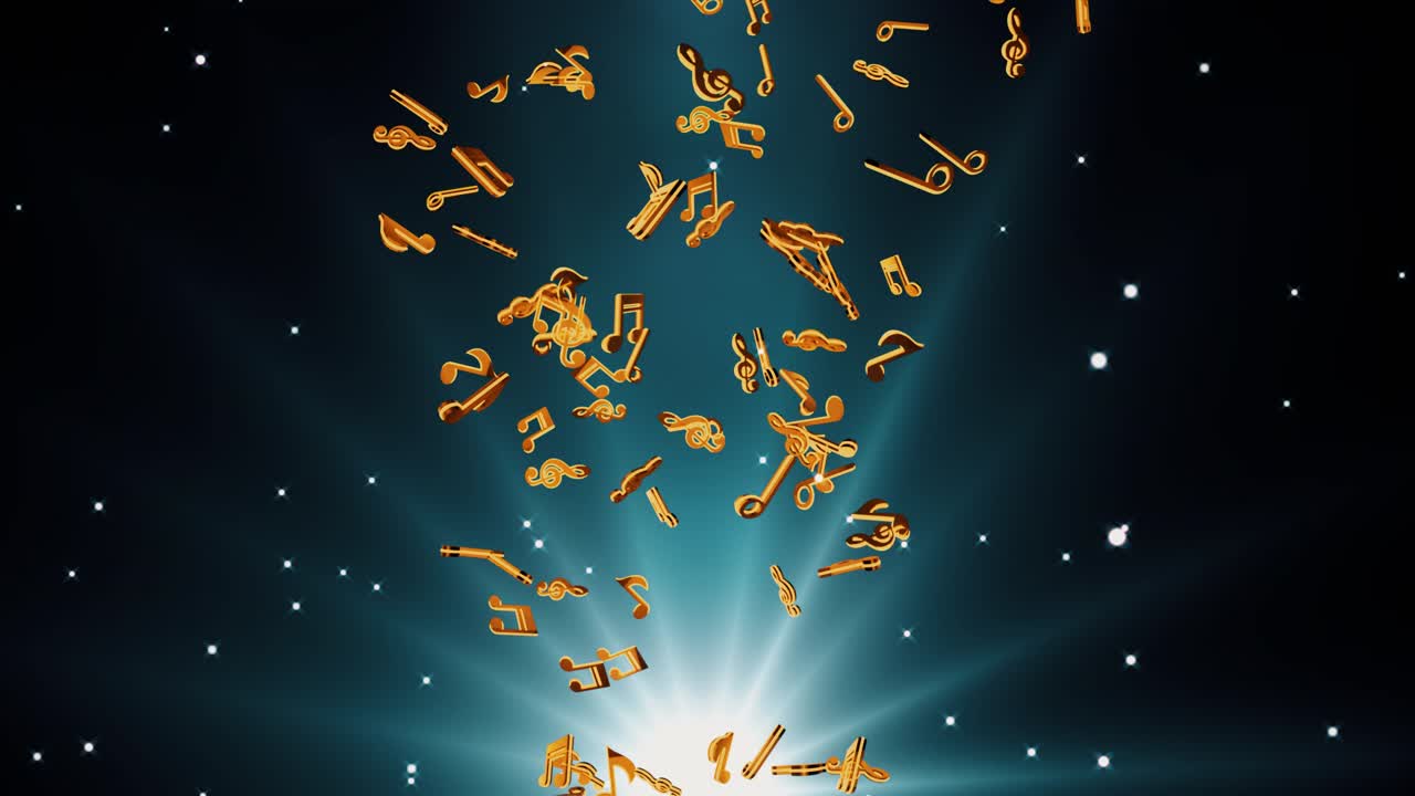 Falling Golden Musical Notes