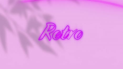 animación de texto retro de neón rosa sobre sombras en la pared rosa