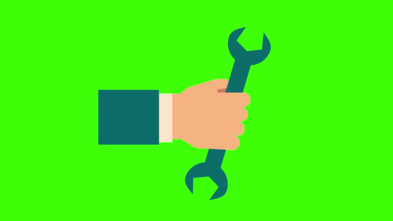 초록색 화면에 링키 아이콘이 있는 손의 애니메이션