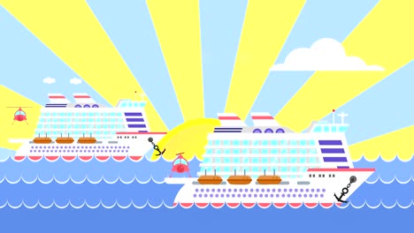 looping animation with cruise ships on the sea