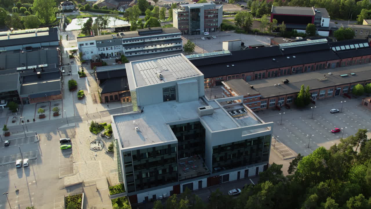The Primary Office Building For Innovatum Science Park At Nohabgatan Street In Trollhättan, Sweden. Aerial Shot