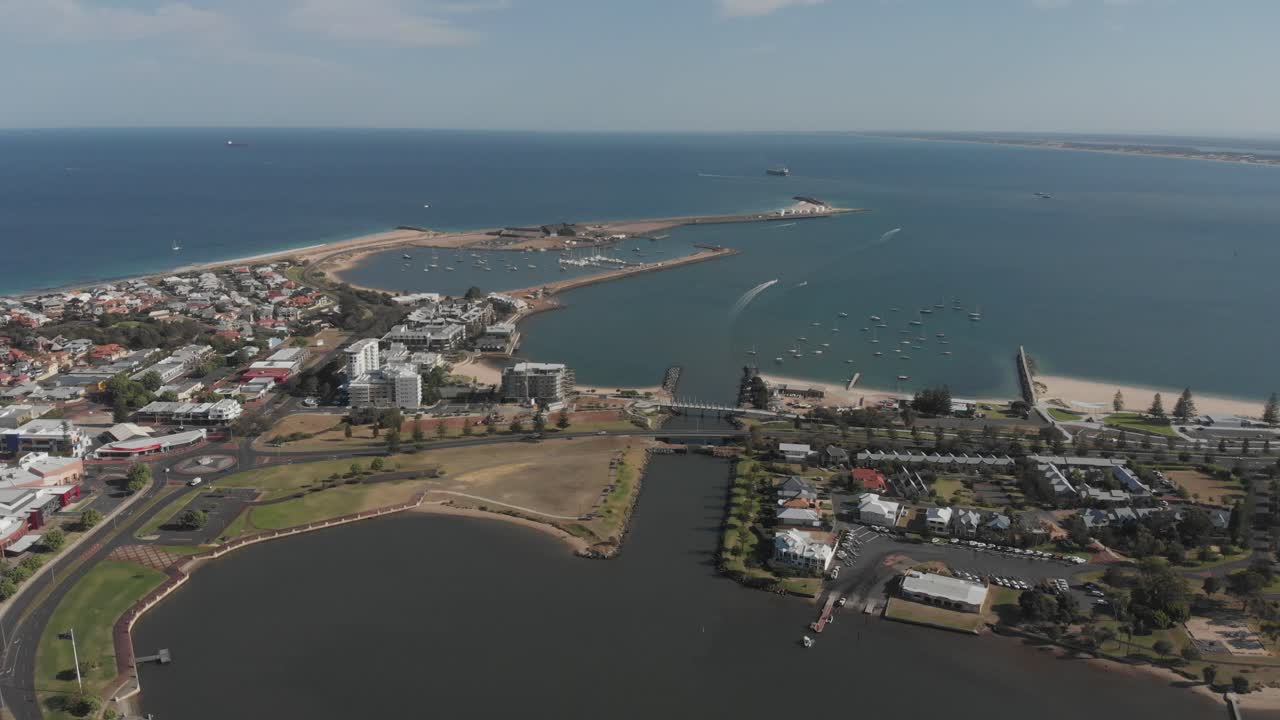 Aerial Drone Shot of Bunbary Beach from the sky