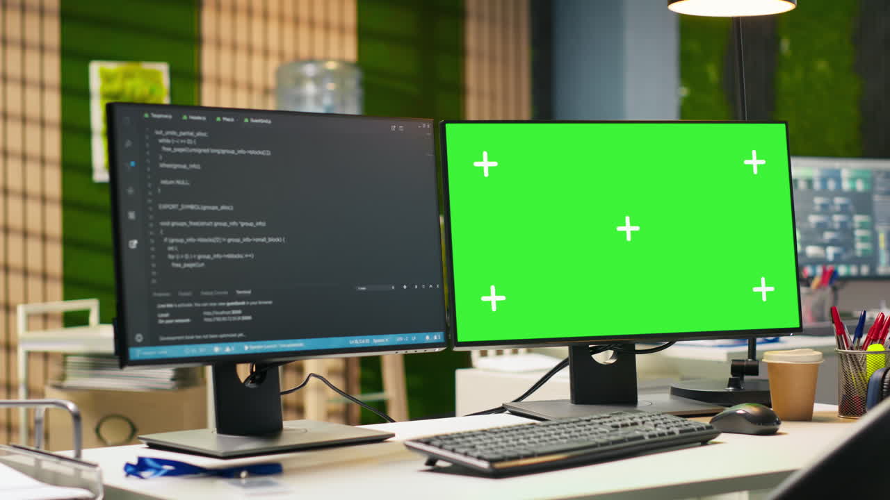 Mockup Pc In Empty It Startup Office Displaying Programming Languages